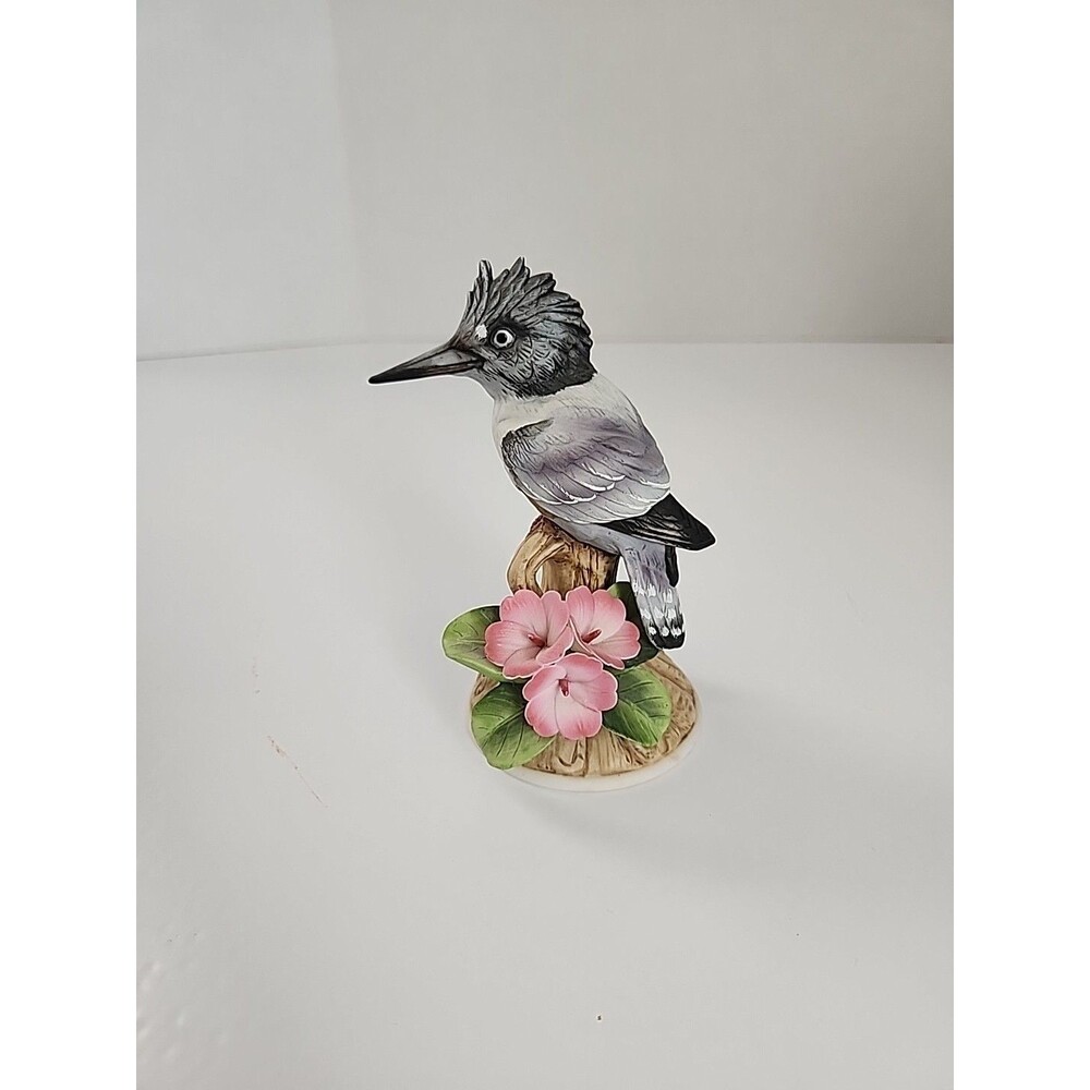 Vintage by Sadek Porcelain Kingfisher 9613 With Pink Flowers